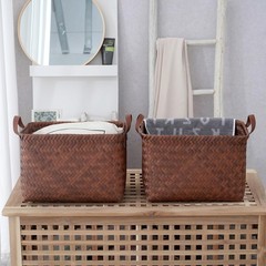 4-Pack Brown Wicker Storage Baskets , 15×10.5×9.5 inch Laundry & Organizer Bins,