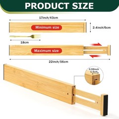 Kitchen Drawer Dividers 6 Pack Expandable Bamboo Organizers Large Adjustable