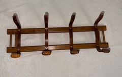 Vintage Bentwood 4 Hook Wall Mount Hat Coat Jacket Scarf Rack Thonet Style Brown