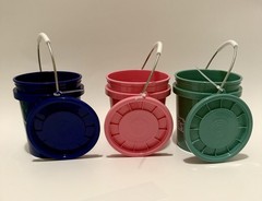 Lowes Mini Bucket Collection 3 Colors Original Blue, Pink And Teal With Lids