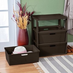 Sterilite Wide 3 Drawer Tower, Plastic Storage Organizer with Removable Decorati