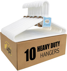 Quality White Plastic Hangers 10 Pack – Super Heavy Duty Multipack for Clothes –