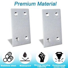 50-Pack Silver Mending Plate for Wood, 2.36inx1.5in Stainless Steel Flat Brac…
