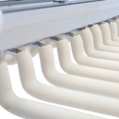 23.2*18.1*3.7in Beige Pull Out Trousers Rack 22 Arms Steel Pull Out Pants Rack