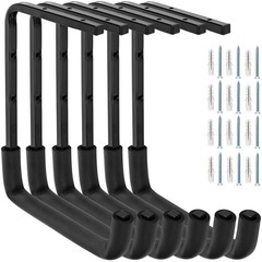6 PCS Overhead Garage Storage Rack Utility Ladder Hangers Hooks 9.45×12.6 Inch