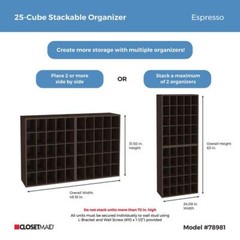 32 in. H x 24 in. W x 12 in. D Espresso Wood Look 25-Cube Storage Organizer