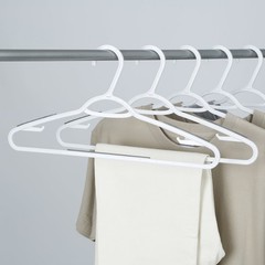 (2 pack) Non-Slip Clothes Hangers, 10 Pack, White, Durable Plastic, TPE Strips