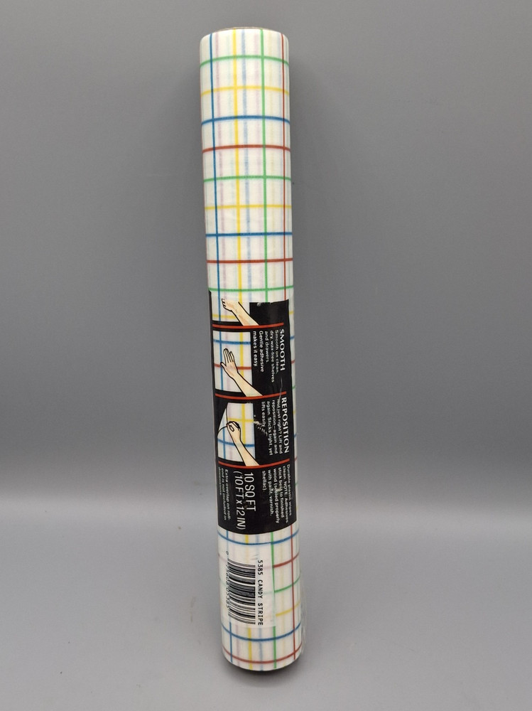 Rubbermaid Shelf Liner Primary Candy Stripe 1986 Smooth & Easy 10’ X 12” 5385