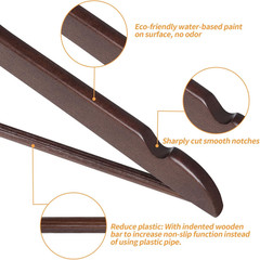 Durable Wooden Suit Clothes Hangers, Closet Organizer, Cherry, 20-Pack