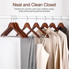 Walnut Wooden Hangers 30 Pack, Wood Clothes Hangers, Durable Coat Hanger with…