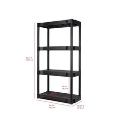 Hyper Tough 4 Shelf Plastic Shelving Unit 2 Pack Black 30 x 56.2 in