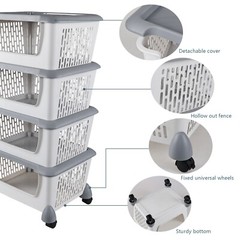 Idotry 4-Packs Plastic Stackable Storage Bins – Large Storage Basket with Wheels