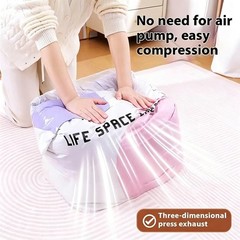 No‑pump Vacuum Storage Bag – Press Seal,Reusable Space Saving Compression Bag CW