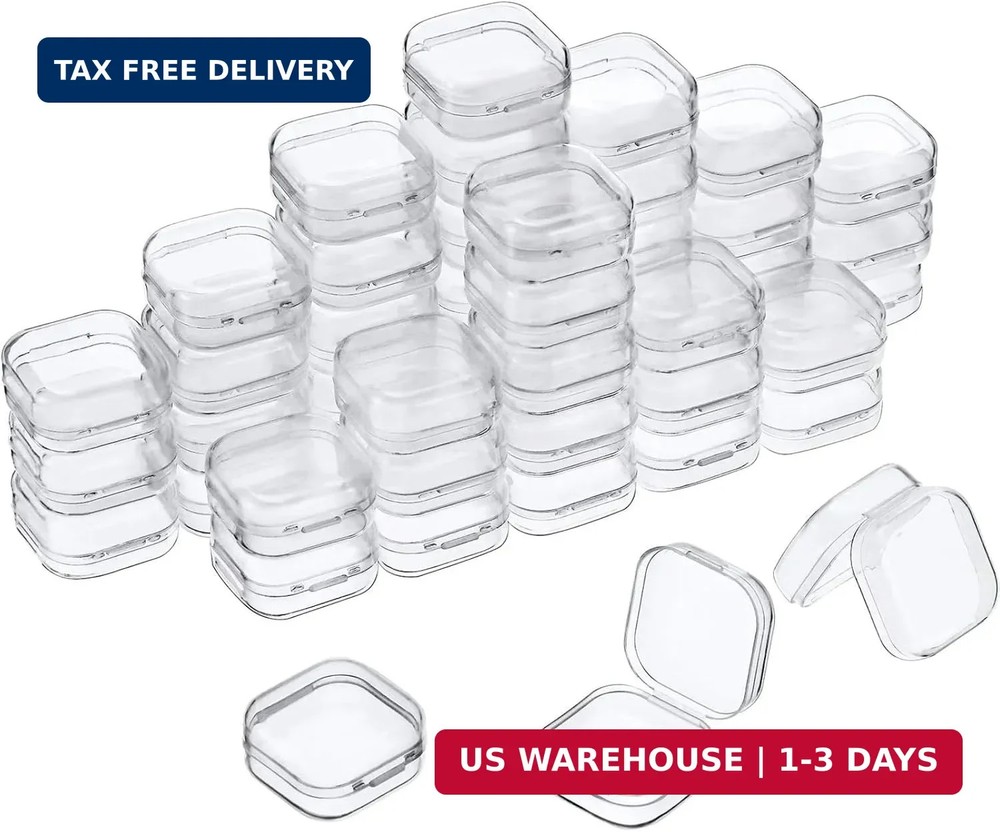 Jetec 36 Pack Clear Small Plastic Container Box Beads Organizer Boxes with Hinge
