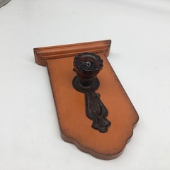 Vtg Red Glass Door Knob Repurposed Into Wall Hook with Mini Shelf Orange Decor