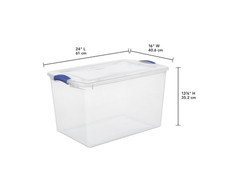 (4 pack) Sterilite 66 Quart Large Latching Storage Bin, Clear Plastic Storage