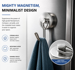Magnetic Hooks 12 Pack Heavy Duty Swivel Fixed Silver Kitchen Garage Cruise