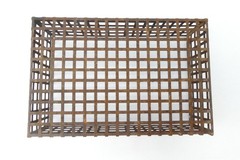Vintage Industrial Iron Grid Basket Rusty Wire Metal Storage Crate Primitive 12”