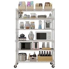 Rolling 6 Tier Storage Shelf Heavy Duty Storage Shelving Unit Metal Storage Rack
