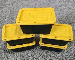 Lowes Teeny Tote 5-Pack Mini Plastic Storage Totes Black Yellow FREE SHIPPING