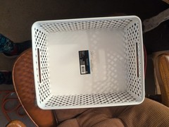 Mainstays MediumWhite Decorative Plastic Storage Basket, 14 Inch X11.6inx5.3 In