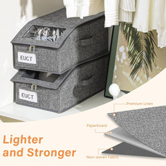 4 Pack Stackable Grey Hat Organizer with Clear Window & Sturdy Handle
