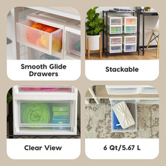 IRIS USA 6 Qt. Small Plastic Stacking Drawer, Stackable Storage Organizer Unit w