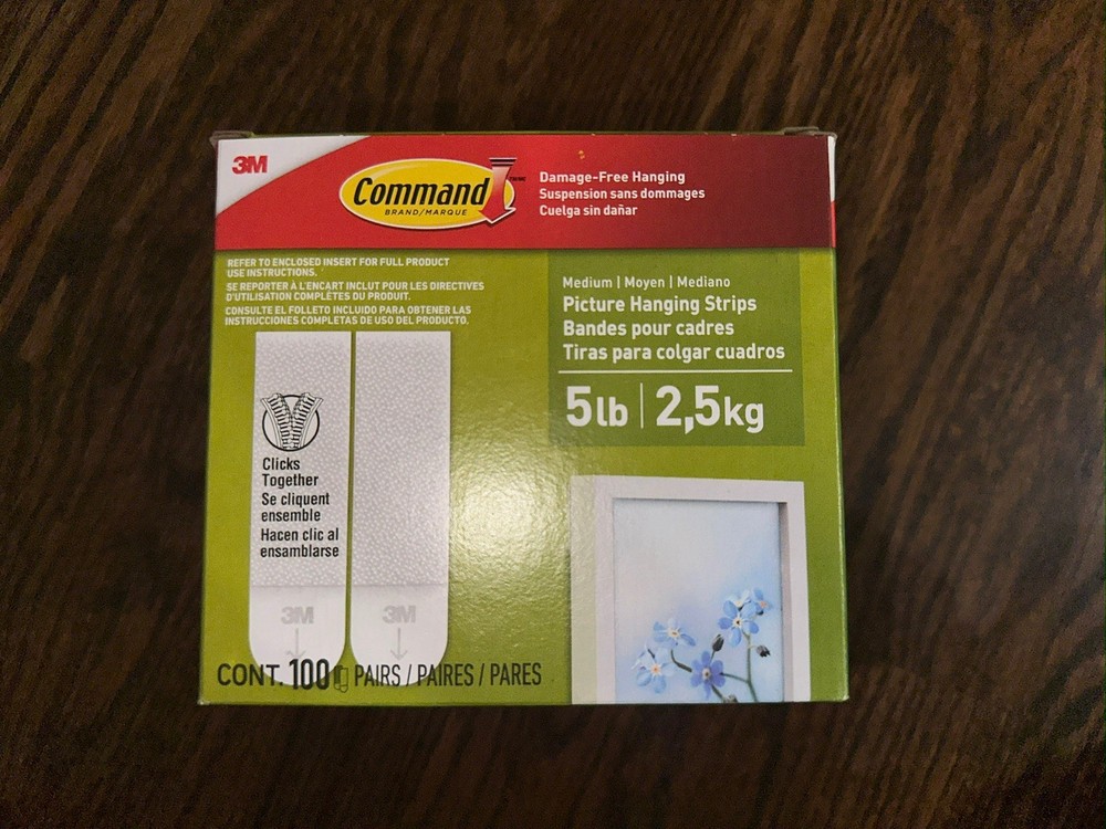 3M Command Medium Picture Hanging Strips White 100 Pairs 200 Strips 17201CABPK