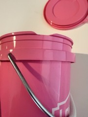 Lowes Original (2) Pink Mini Buckets W/Lids **Rare** Damaged**