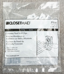 Closetmaid White Shelf Support Clips & Anchors Concrete or Stud Walls 12pk 7546