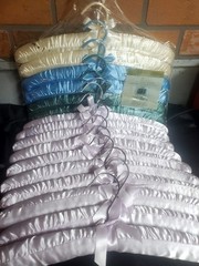 16 Padded Satin 15in Traditional Hangers, Pink/Blue/White/Green