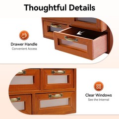 Vintage Small Wooden Desktop Storage Box Drawer Display Shelf Organizer Craft US