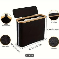 Foldable Bamboo Lid Waterproof Basket for Toilet Paper, 4 Colors, Holds 12 Rolls