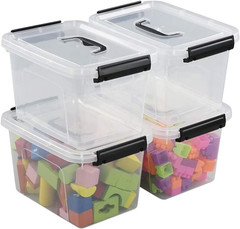 6 Quart Stackable Plastic Storage Bins with Lids – 4 Pack, Clear & Durable