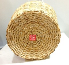 Handmade Sri Lankan Cane & Reed Garbage Bin with Lid – Eco-Friendly Waste Basket