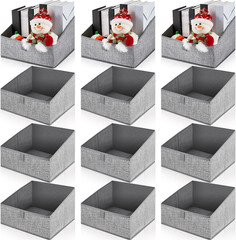 12 Pcs Foldable Fabric Storage Bins for Closet, Toys, Clothes & More