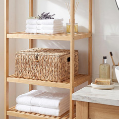 Natural Wicker Storage Basket with Lid and Handles – 15.7″x11″x7.5