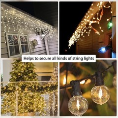 120PCS Christmas Light Clips Gutter Clips Hooks String Lights Clips Mini White