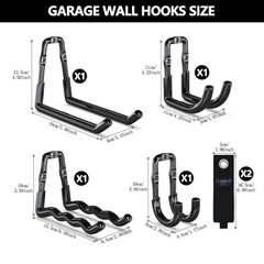 Super Heavy Duty Garage Hooks 6 Pack, One-Piece Construction Garage Wall Hook…