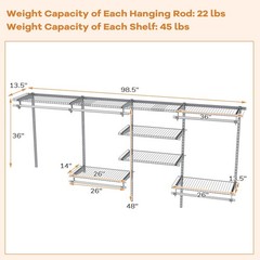 Wire Closet Organizer System Wall-mounted Adjustable Storage Shelves Coats