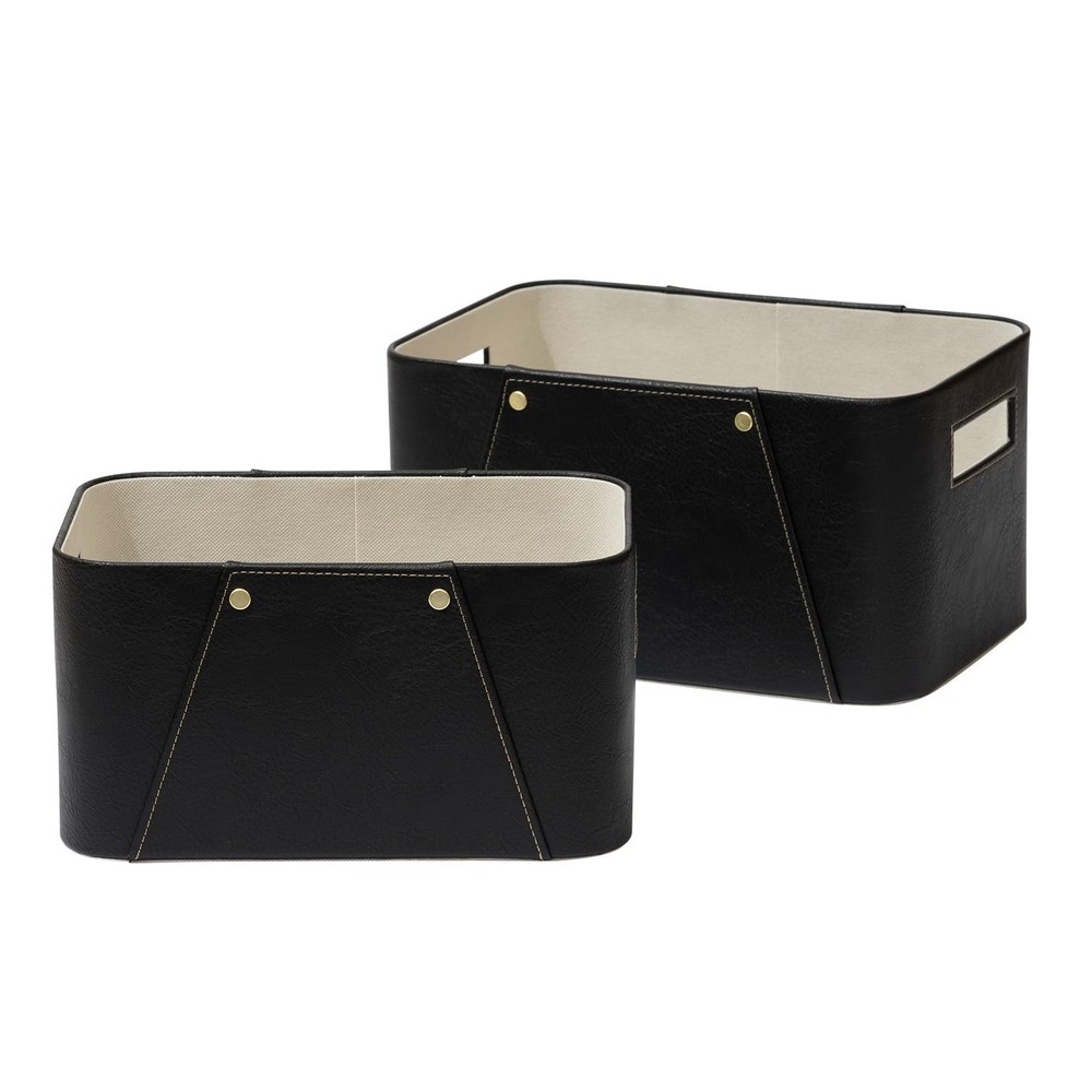 La Jolie Maison Storage Baskets 2-Pack, Luxury Vegan Leather Storage Bins