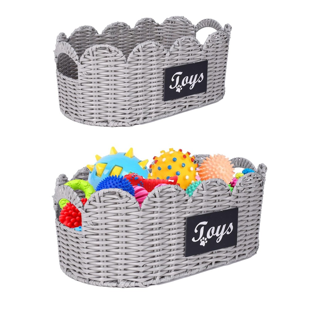 Dog Storage Bin Large Cotton Rope Basket for Dog Toys,2Pack Pet Basket with H…