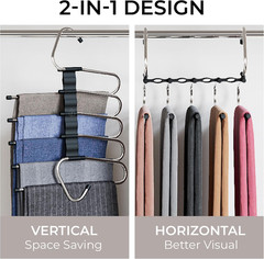 Pants Hangers Space Saving – 2 Pack – Non-Slip Multi-Layer Space Saving Hangers