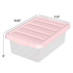 14 Quart Basic Clear Storage Box with Pink Lid (Pack of 2)