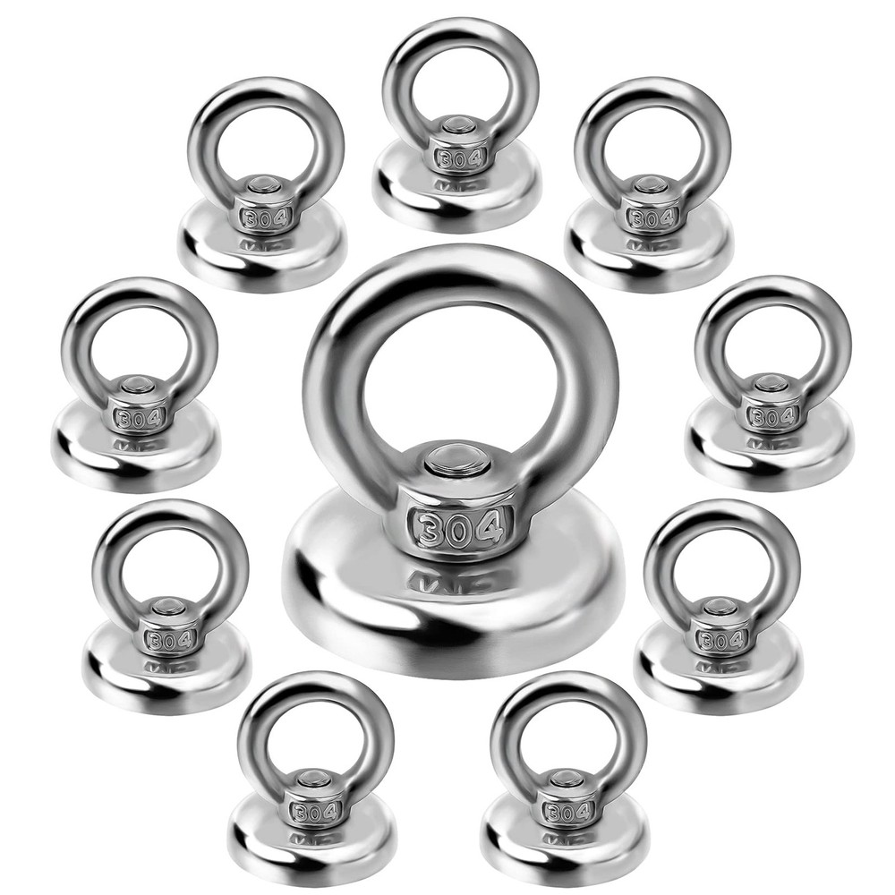 Magnetic Hooks 10 Pack Neodymium 60 lbs Pulling Force with Countersunk Hole