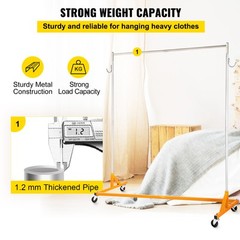 VEVOR Z-Truck Clothing Rack Rolling Garment Z Rack Lockable Casters Heavy-duty
