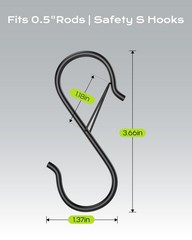 10 Pack Heavy Duty S Hooks with Safety Buckle, 3.66 Inch Anti-Drop Metal