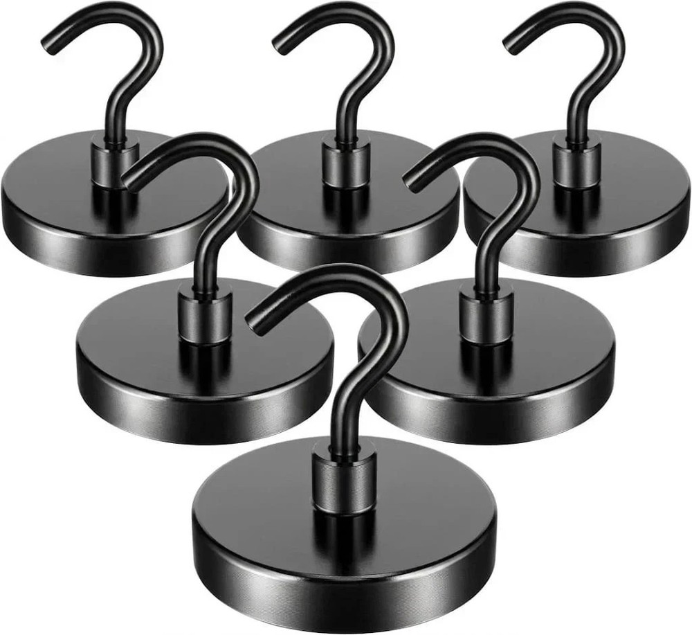 6 Pack total 110 Lbs Magnetic Hooks Heavy Duty, Neodymium Magnet Hooks,Strong M