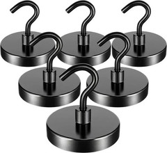 6 Pack total 110 Lbs Magnetic Hooks Heavy Duty, Neodymium Magnet Hooks,Strong M