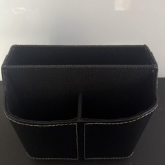 Heavy Black Faux Leather Spinning Remote Control Holder/Desk Organizer